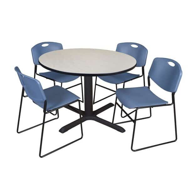 Round Tables > Breakroom Tables > Cain Round Table & Chair Sets, Wood|Metal|Polypropylene Top