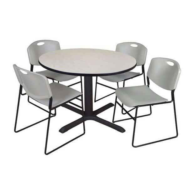 Round Tables > Breakroom Tables > Cain Round Table & Chair Sets, Wood|Metal|Polypropylene Top