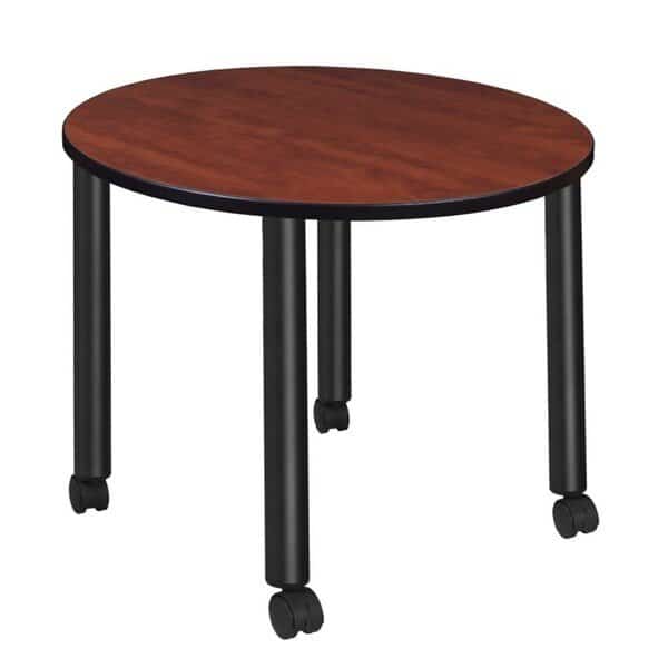 Kee Mobile Tables, 36 W, 36 L, 29 H, Wood, Metal Top, Cherry