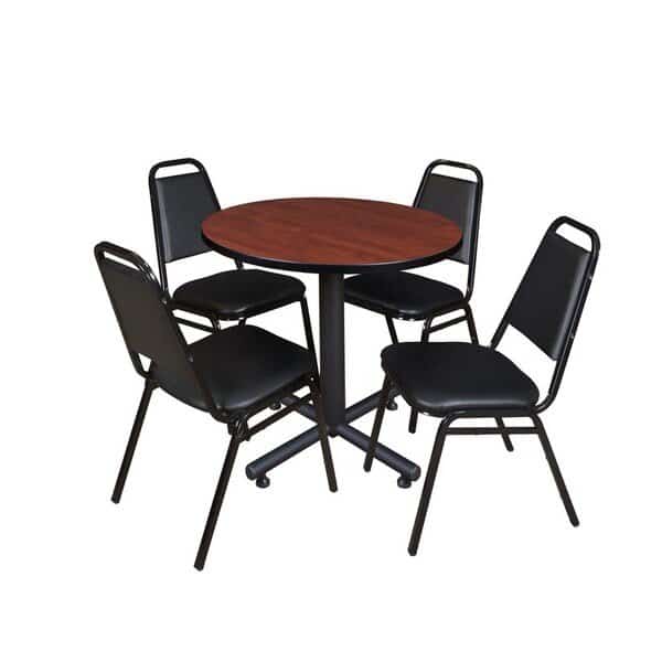 Round Tables > Breakroom Tables > Kobe Round Table & Chair Sets, 30 W, 30 L, 29 H, Cherry, Kobe, Mfr#: TKB30RNDCH29BK