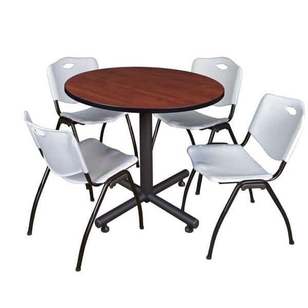 Round Tables > Breakroom Tables > Kobe Round Table & Chair Sets, Wood|Metal|Plastic Top, Cherry