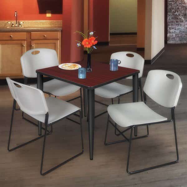 Kahlo Square Table & Chair Sets, 36 W, 36 L, 29 H, Wood, Metal, Polypropylene Top, Mahogany
