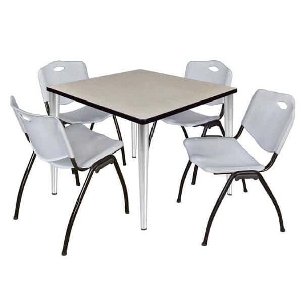 Kahlo Square Table & Chair Sets, 36 W, 36 L, 29 H, Wood, Metal, Plastic Top, Maple