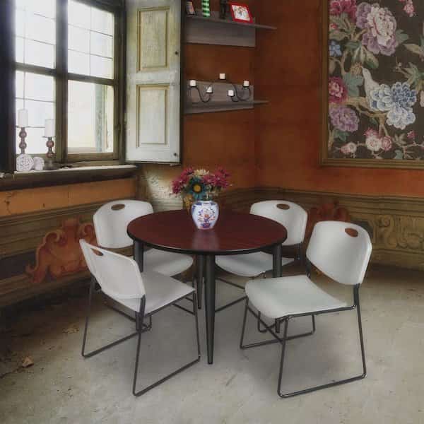 Kahlo Round Table & Chair Sets, 36 W, 36 L, 29 H, Wood, Metal, Polypropylene Top, Mahogany