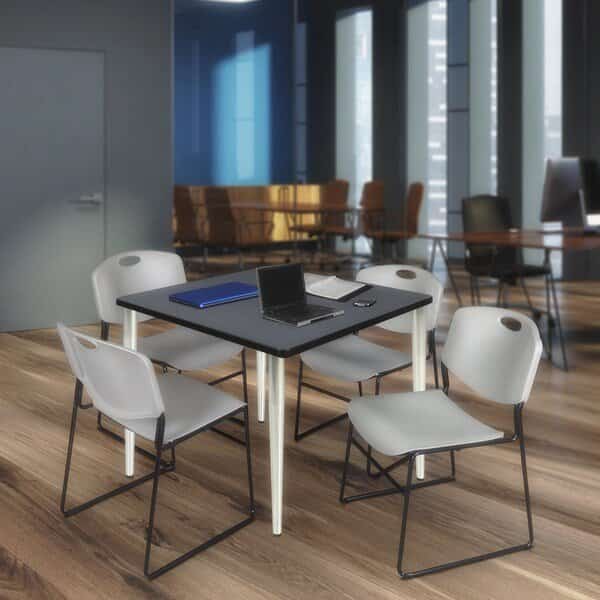 Kahlo Square Table & Chair Sets, 42 W, 42 L, 29 H, Wood, Metal, Polypropylene Top, Grey