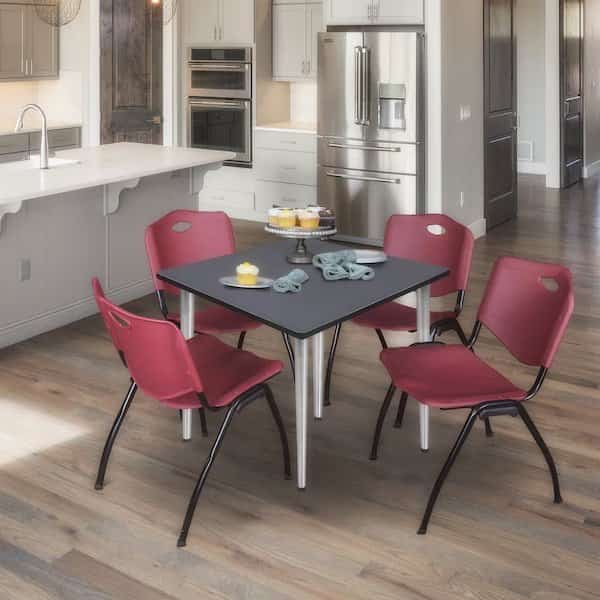 Kahlo Square Table & Chair Sets, 42 W, 42 L, 29 H, Wood, Metal, Plastic Top, Grey