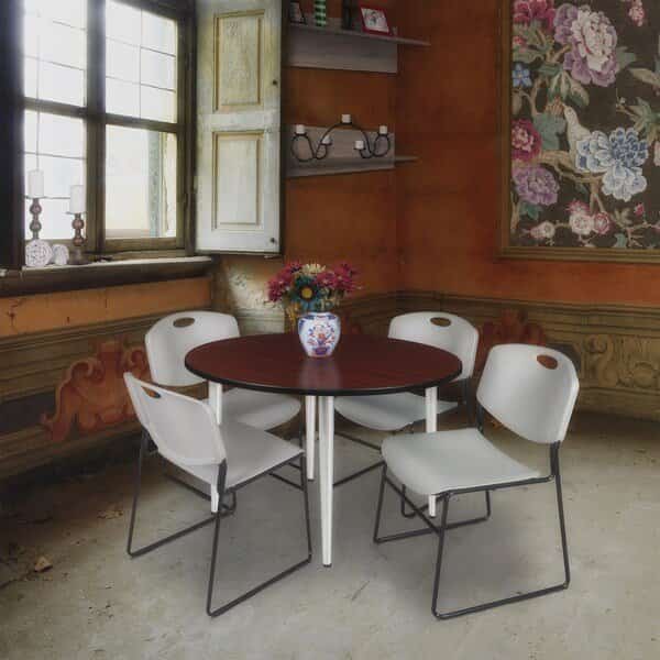 Kahlo Round Table & Chair Sets, 48 W, 48 L, 29 H, Wood, Metal, Polypropylene Top, Mahogany