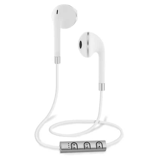 Deluxe Bluetooth Earbud w/ Inline Mic & Pouch, White Earbud w/ Inline