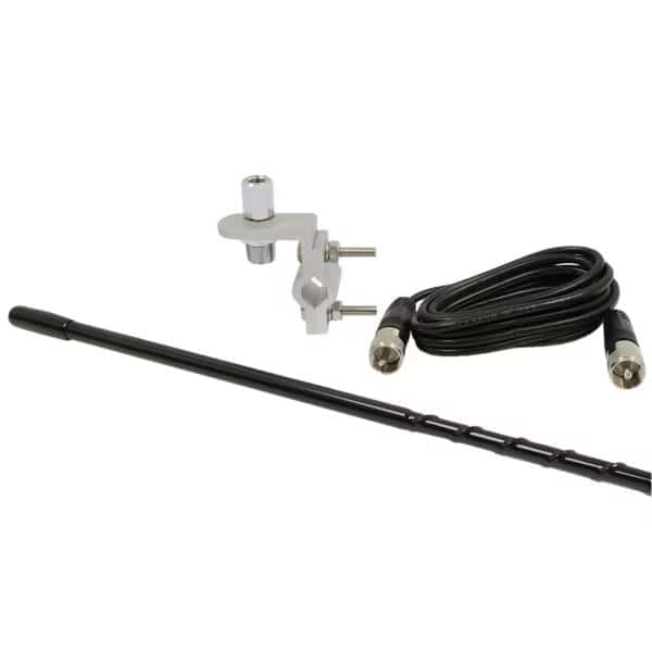 3' Mirror Mount Fiberglass CB Antenna Kit, Black