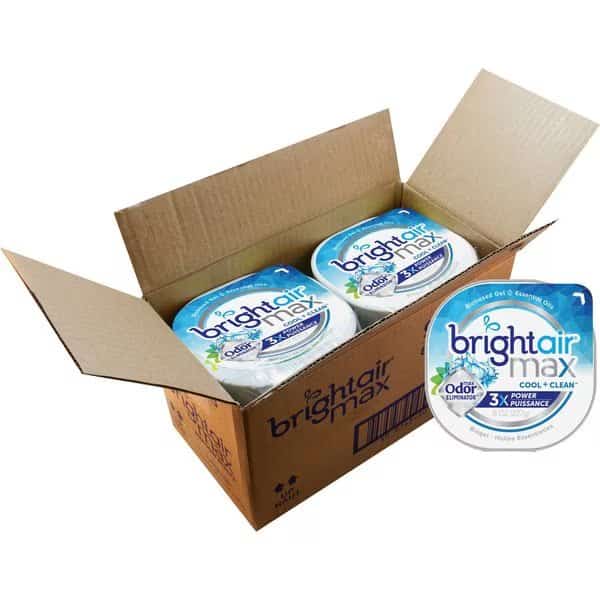 Odor Eliminator Gel, Cool Clean, 8 oz, 5"x5"x1-4/5", , BE, PK 6, Bright Air, Mfr#: BRI900437CT