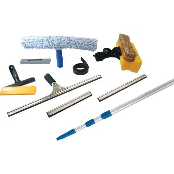 Window Cleaning Kit, 10-1/4"Wx2-3/4"Lx55"H, Blue/Silver