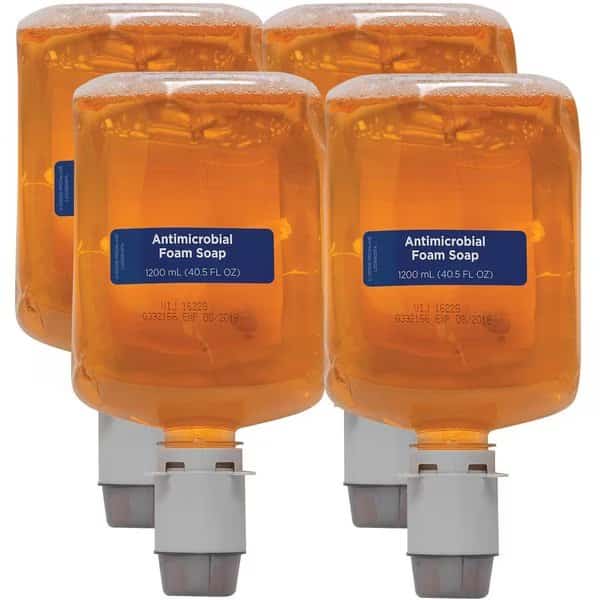 40.6 fl oz (1200 mL) Antimicrobial BZK Foam Soap Manual Dispenser Refills 4 PK