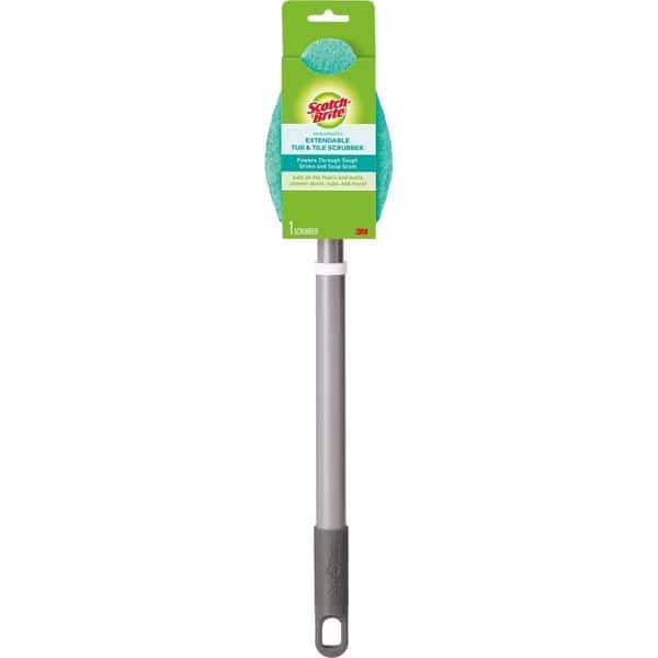Bath Scrubber, Nonscratch, w/2' Hvy-dty Handle, , BE/SR, PK 4