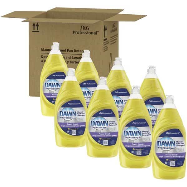 Pot/Pan Detergent, Dish Liquid, Lemon, 38oz., YW, PK 8