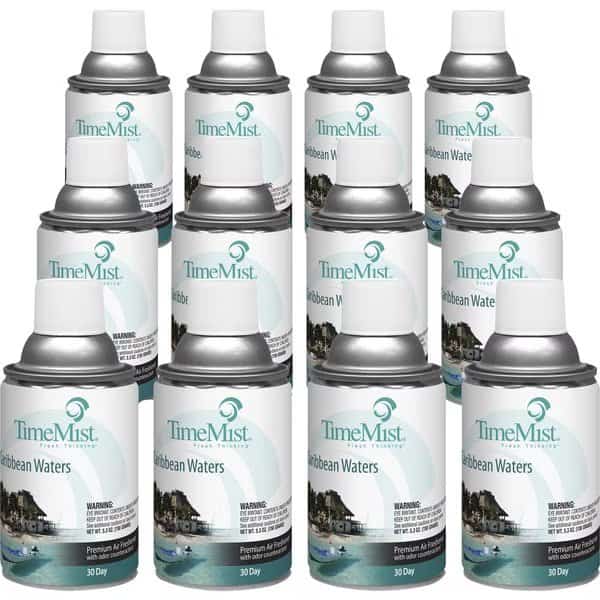 Fragrance Refill, f/Metered Disp, 6.6oz, Caribbean Waters, PK 12