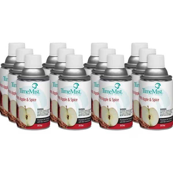 Aerosol Fragrance, f/Metered Disp, 6.6 oz Apple/Spice, PK 12