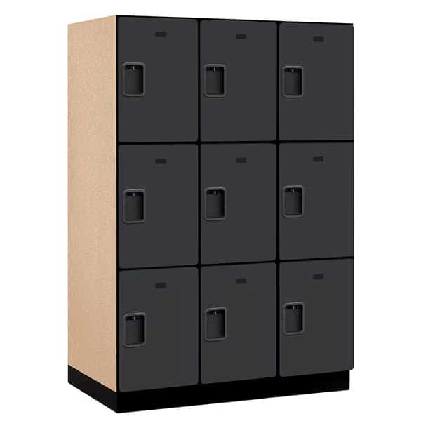 3 Tier Designer Locker, 54"Wx76"Hx24"D, 9 Door, Black