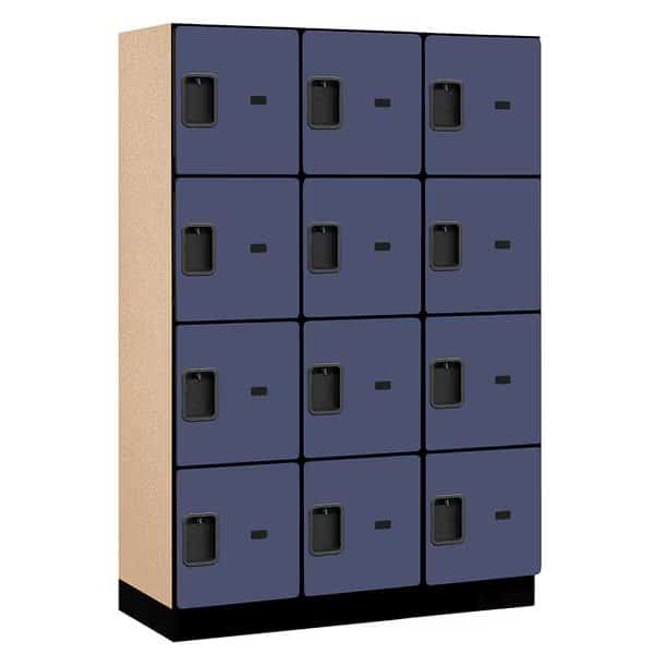 4 Tier Designer Locker, 54"Wx76"Hx18"D, 12 Door, Blue