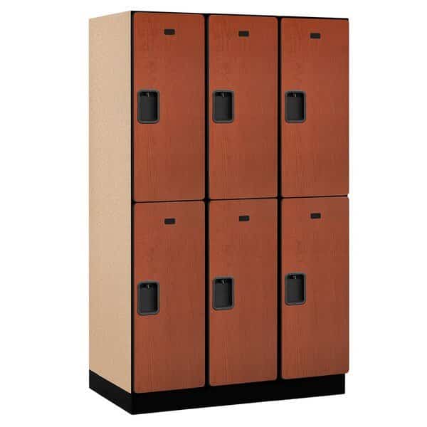 Wardrobe Locker, 45" W, 21" D, 76" H, (3) Wide, (6) Openings, Cherry