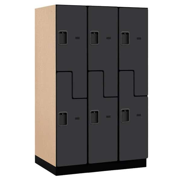 Wardrobe Locker, 45" W, 24" D, 76" H, (3) Wide, (6) Openings, Black