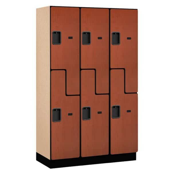 Wardrobe Locker, 45" W, 18" D, 76" H, (3) Wide, (6) Openings, Cherry, Salsbury Industries, Mfr#: 27368CHE