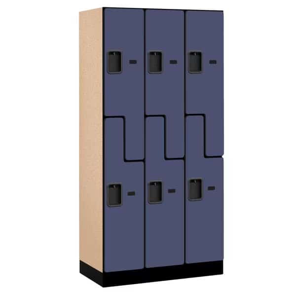 Wardrobe Z Locker, 36" W, 18" D, 76" H, (3) Wide, (6) Openings, Blue