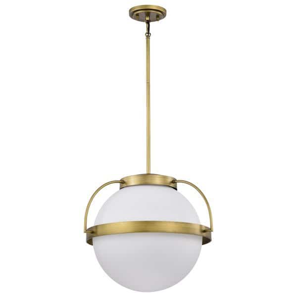 Lakeshore 1-Light Large Pendant Natural Brass White Opal Glass