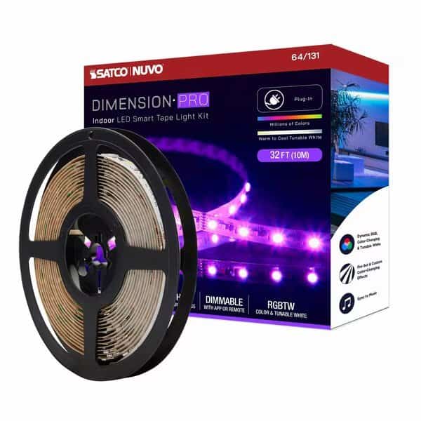 Dimension Pro Tape Light Strip - 32 ft. RGB + Tunable White - Plug - Starfish IOT - IR Remote
