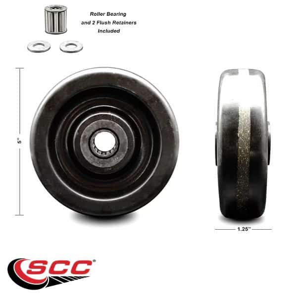 SCC - 5" Phenolic Wheel Only w/Roller Bearing - 1/2" Bore - 600 lbs Capacity