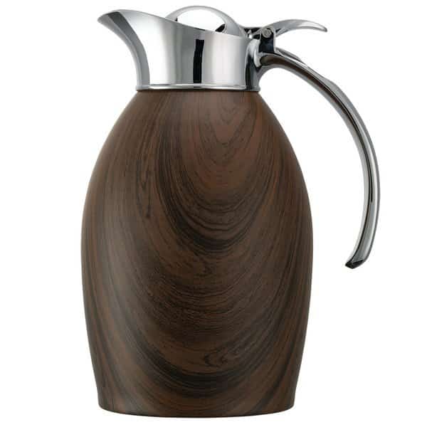 Nicollet Series Flip Top Stainless Vacuum Insulated Carafe, 33.8 Ounce, Dark Wood