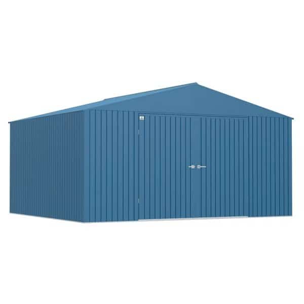 Elite Steel Storage Shed, 14x12, Blue Grey