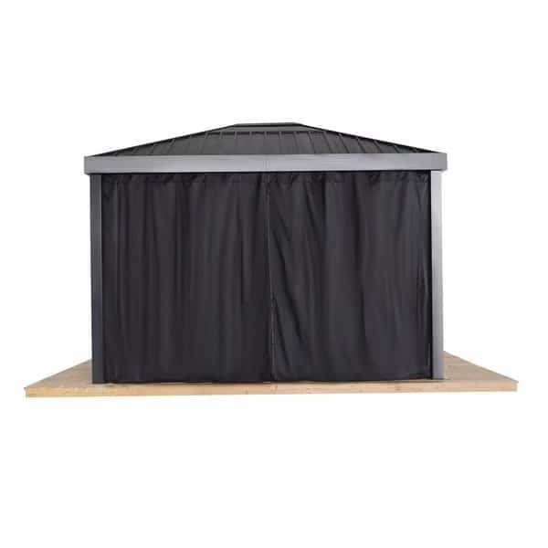 Skylight Black Spun Polyester Curtains 10 ft. x 12 ft.