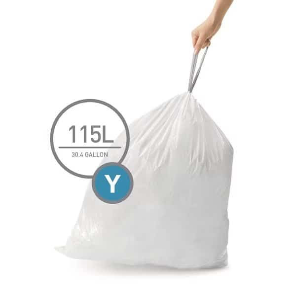 30 gal Trash Bags, 10.2 in x 12.6 in, 1.18 mm, White
