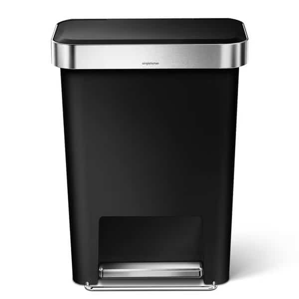 45 L Rectangular Step can, Black, Plastic