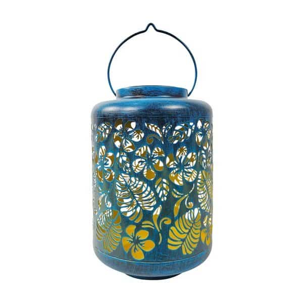 Bliss Outdoors Solar LED Lantern w Tropical Flower Design  Hand Painted Finish