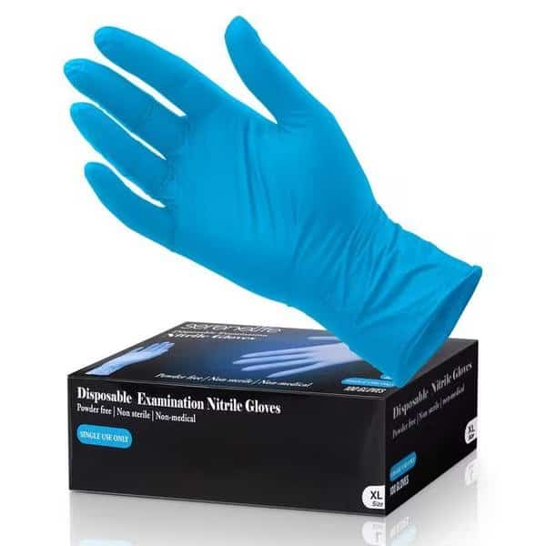 Disposable Gloves, 3 mil Palm, Nitrile/Vinyl, Powder-Free, X, Blue