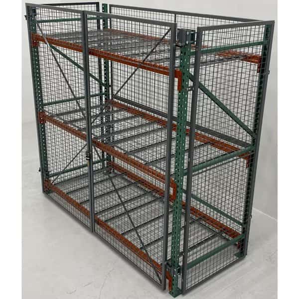 4-Sided Pallet Rack Enclosure W/Bi-Parting Doors, 120"W X 48"D X 120"H