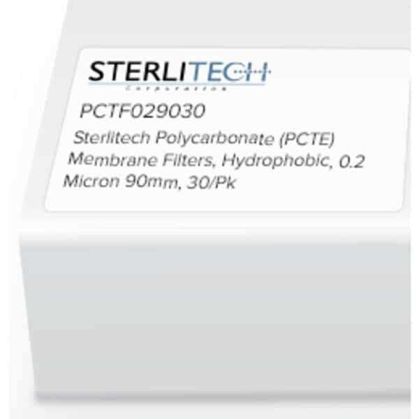 PCTE Membrane Filters, PVP-Free, 0.2um, 90mm, PK30, Sterlitech, Mfr#: PCTF029030