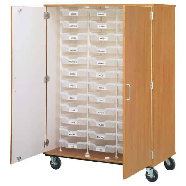 67 Tall  Closed Bin Storage 36 3 Trays  With Doors w Lock