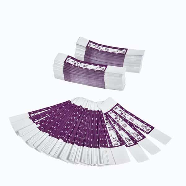 Self-Sealing Currency Bands, Purple, $50, Pack of 1000
