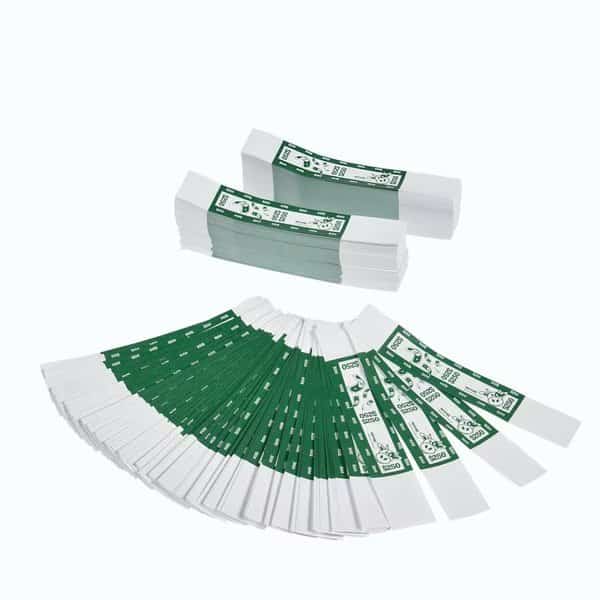 Self-Sealing Currency Bands, Green, $250, Pack of 1000