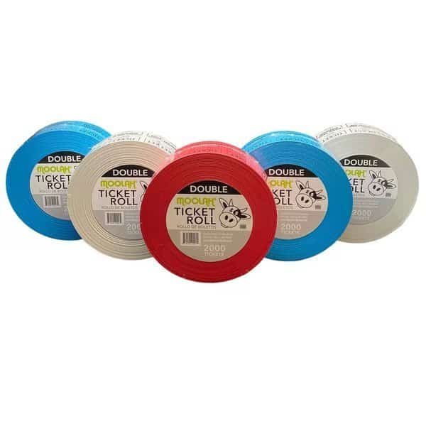 "Keep This Coupon" Double Raffle Tickets, Assorted Colors, Case of 5 - 2000 Count Rolls