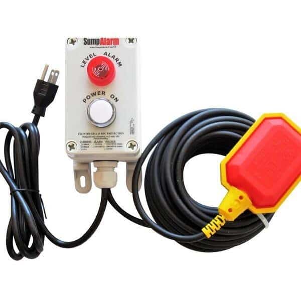 Indoor/Outdoor, Sump Pump High Water Alarm, Power Indicator LED, 120V, 33 Foot Float