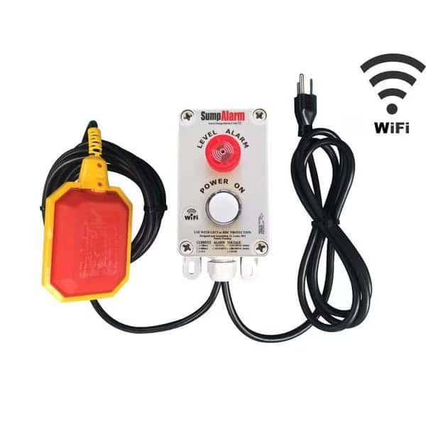 Indoor/Outdoor, Sump Pump High/Low Water Alarm, Power Indicator LED, Wi-Fi Enabled, 120V, 10 Foot Float