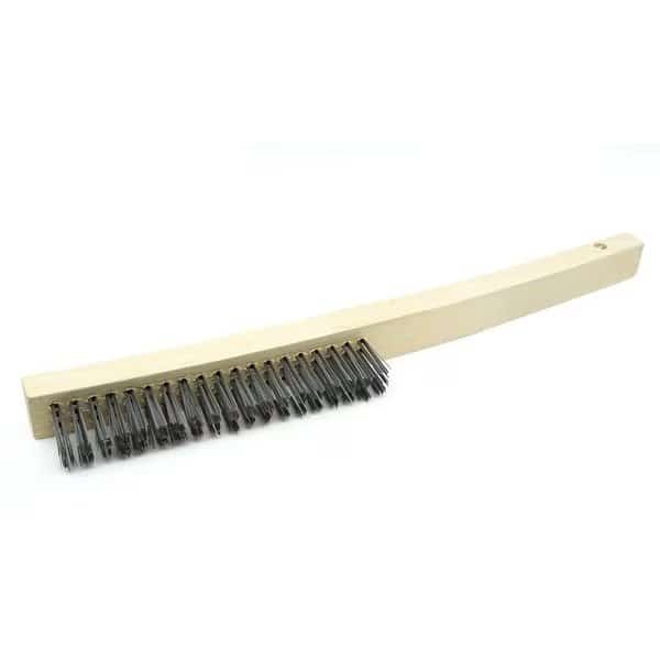 3x19 Wood Long Curved Handle Stainless Wire brush