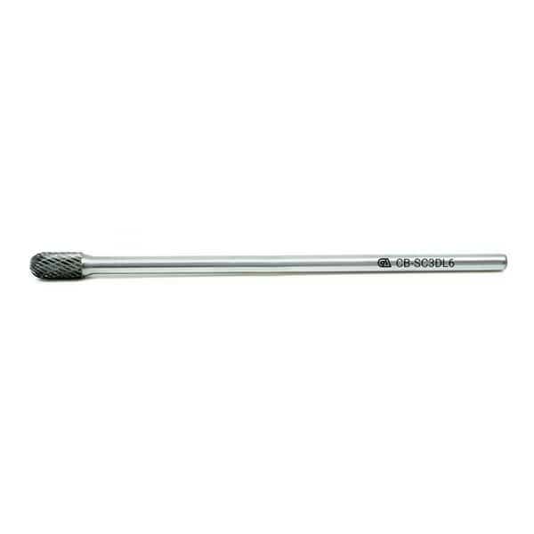 SC-3 Double Cut Cylindrical With Ball Nose Tungsten Carbide Burr 6" Shank