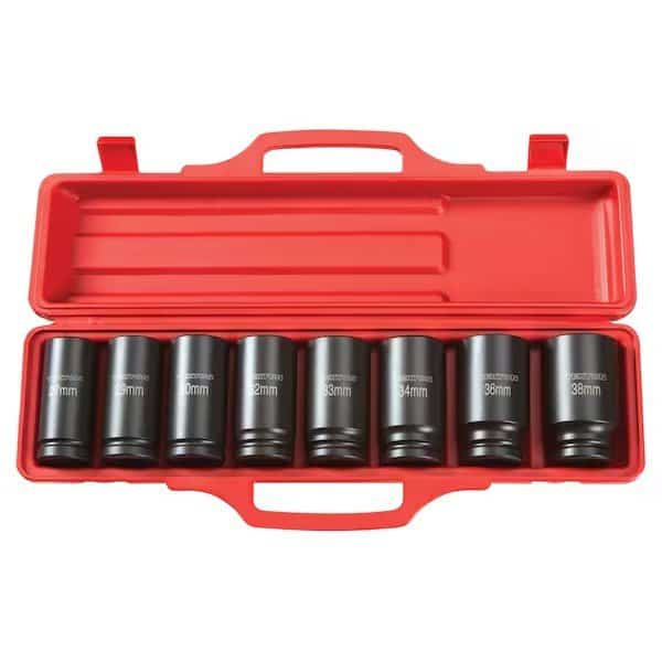 3/4 Inch Drive Deep 6-Point Impact Socket Set, 8-Piece (27-38 mm)
