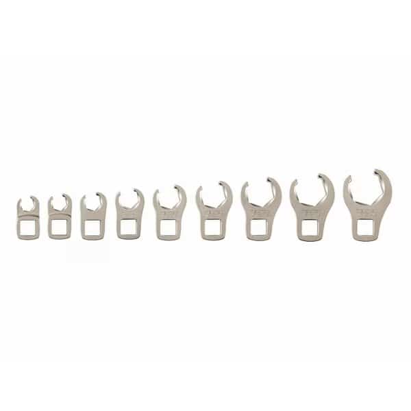 3/8 Inch Drive 6-Point Flare Nut Crowfoot Wrench Set, 9-Piece (5/16-3/4 in.)