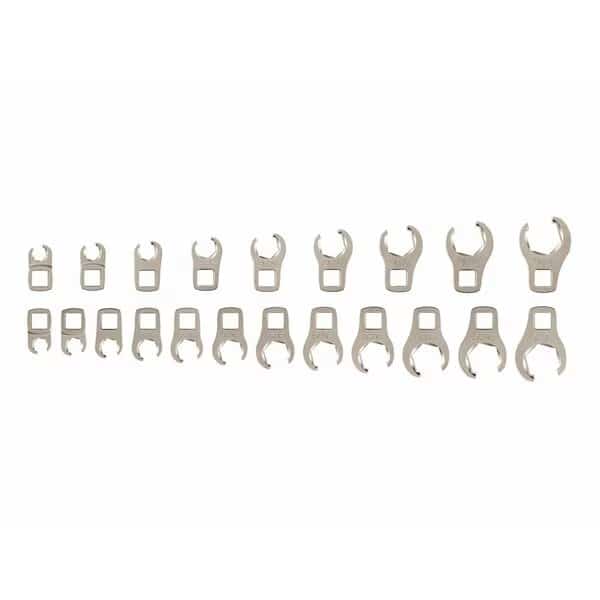 3/8 Inch Drive 6-Point Flare Nut Crowfoot Wrench Set, 21-Piece (5/16-3/4 in., 8-19 mm)
