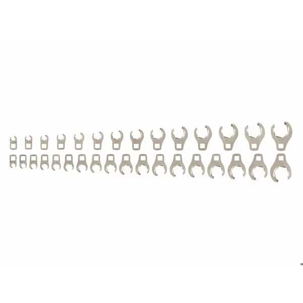 3/8 Inch Drive 6-Point Flare Nut Crowfoot Wrench Set, 32-Piece (5/16 - 1-1/16 in., 8-27 mm), Tekton, Mfr#: WCF90321